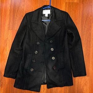 Womens/juniors black wool peacoat